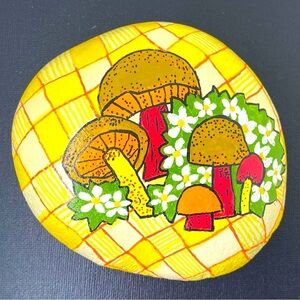 Hand Painted River Rock Mushrooms Sealed